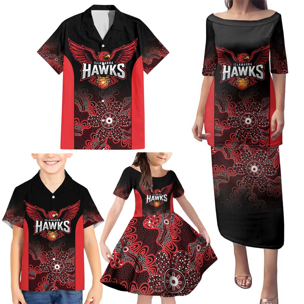 Basketball Custom Illawarra Family Matching Puletasi and Hawaiian Shirt Simple Australian Dot Art - Aussie Hoodie