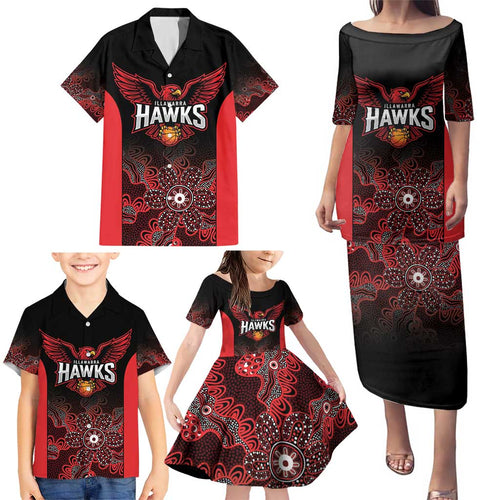 Basketball Custom Illawarra Family Matching Puletasi and Hawaiian Shirt Simple Australian Dot Art - Aussie Hoodie