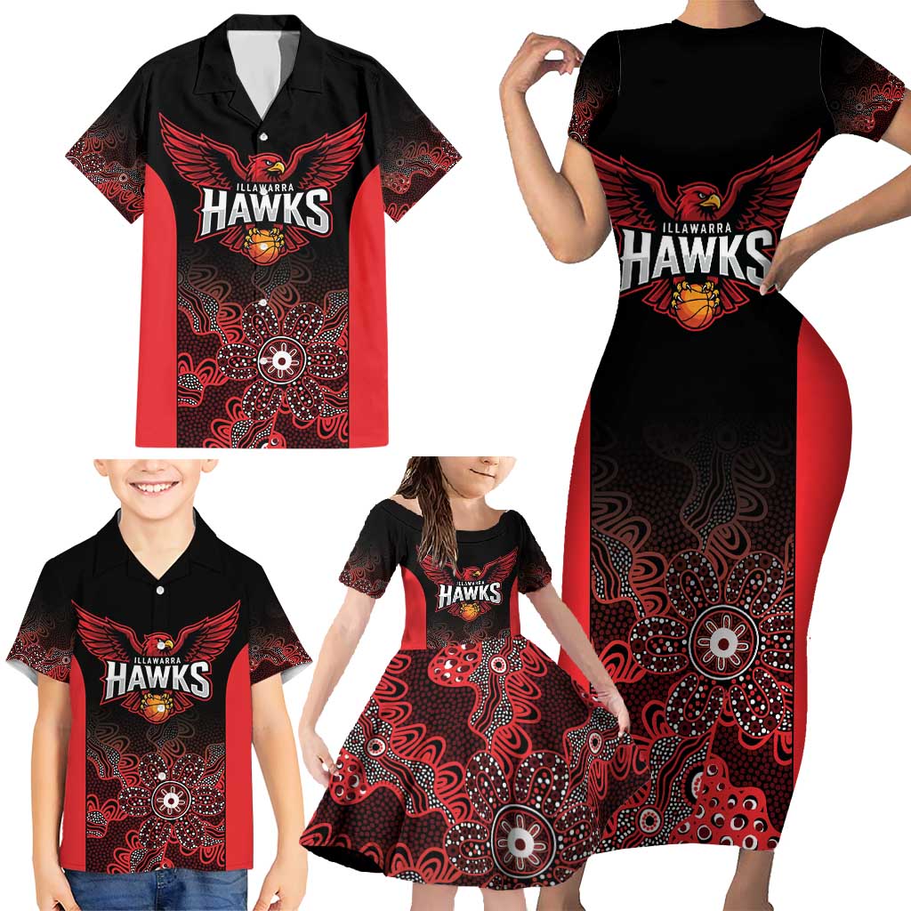 Basketball Custom Illawarra Family Matching Short Sleeve Bodycon Dress and Hawaiian Shirt Simple Australian Dot Art - Aussie Hoodie