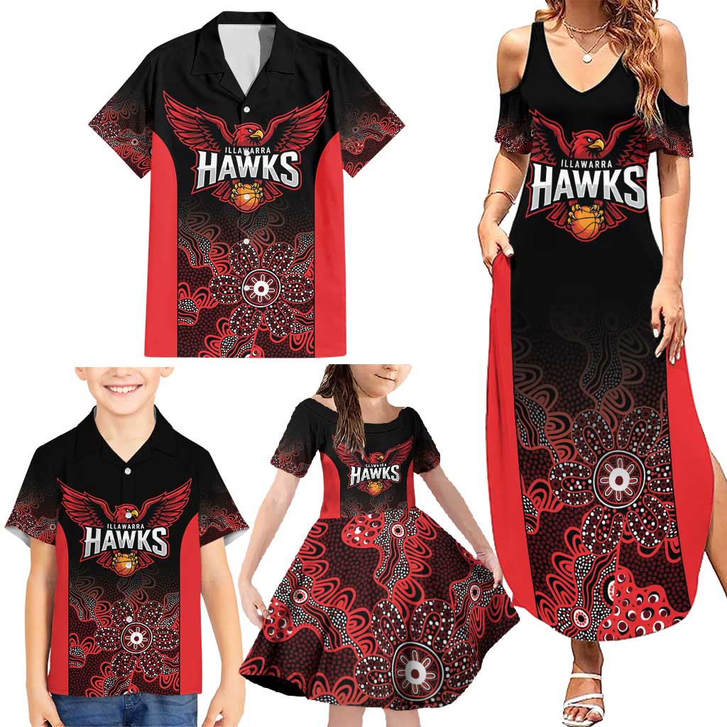 Basketball Custom Illawarra Family Matching Summer Maxi Dress and Hawaiian Shirt Simple Australian Dot Art - Aussie Hoodie