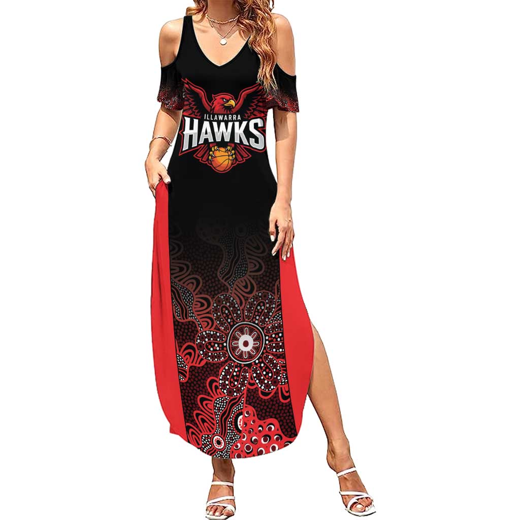 Basketball Custom Illawarra Family Matching Summer Maxi Dress and Hawaiian Shirt Simple Australian Dot Art - Aussie Hoodie