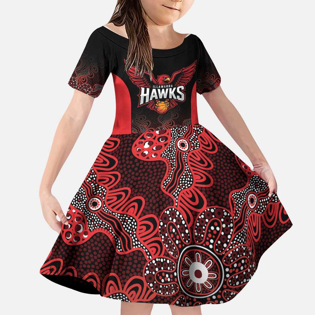 Basketball Custom Illawarra Kid Short Sleeve Dress Simple Australian Dot Art - Aussie Hoodie