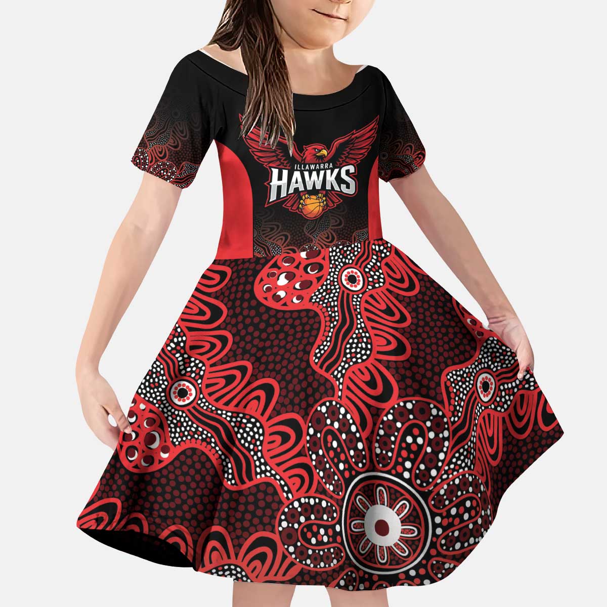 Basketball Custom Illawarra Kid Short Sleeve Dress Simple Australian Dot Art - Aussie Hoodie