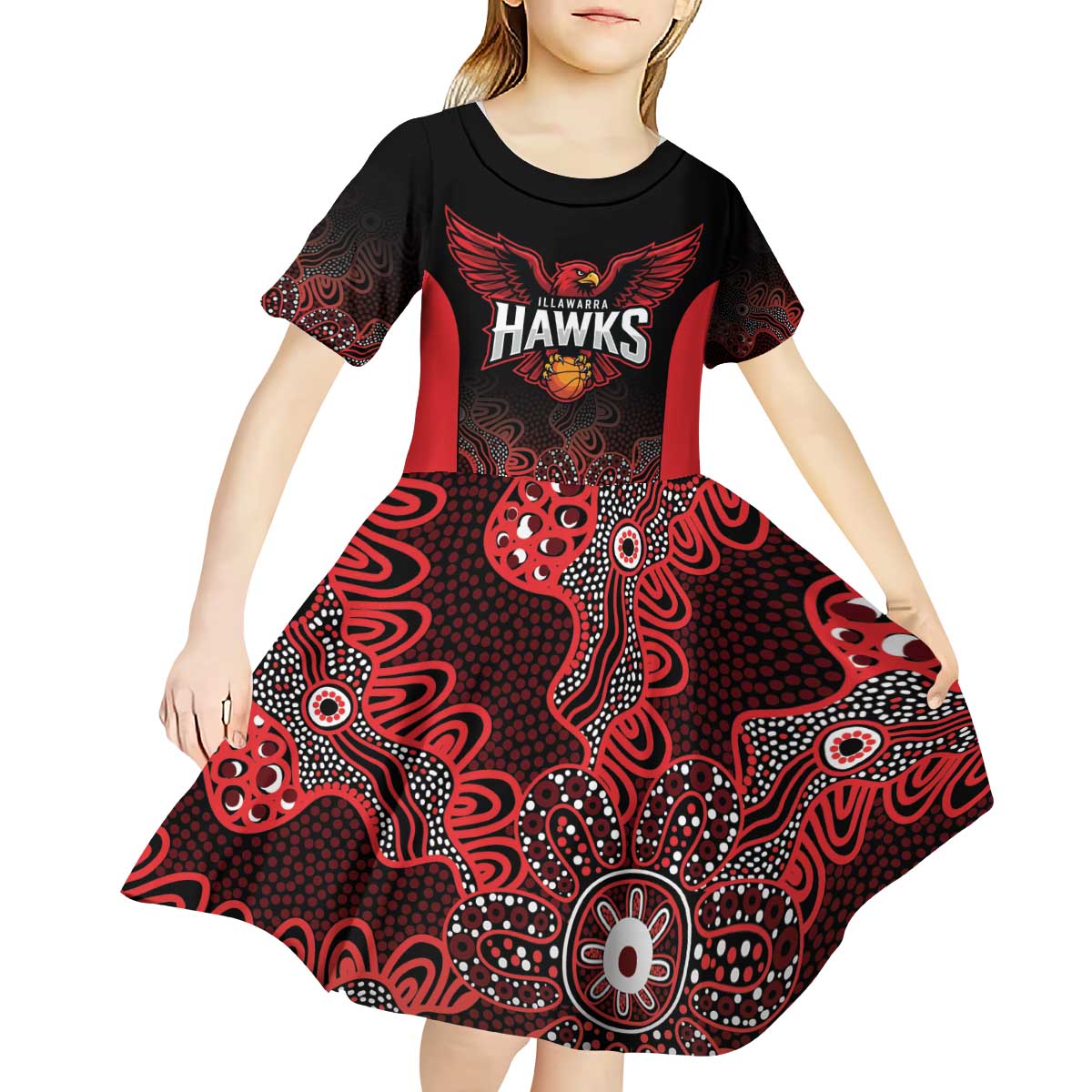 Basketball Custom Illawarra Kid Short Sleeve Dress Simple Australian Dot Art - Aussie Hoodie