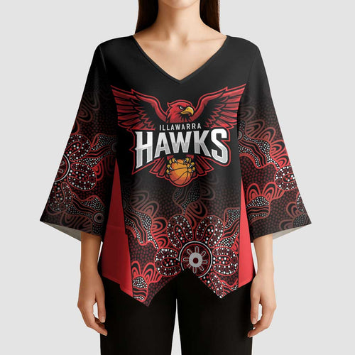 Basketball Custom Illawarra Kimono Sleeve Blouse Simple Australian Dot Art - Aussie Hoodie