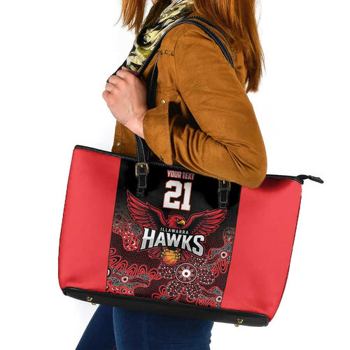 Basketball Custom Illawarra Leather Tote Bag Simple Australian Dot Art - Aussie Hoodie