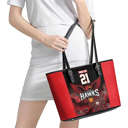 Basketball Custom Illawarra Leather Tote Bag Simple Australian Dot Art - Aussie Hoodie