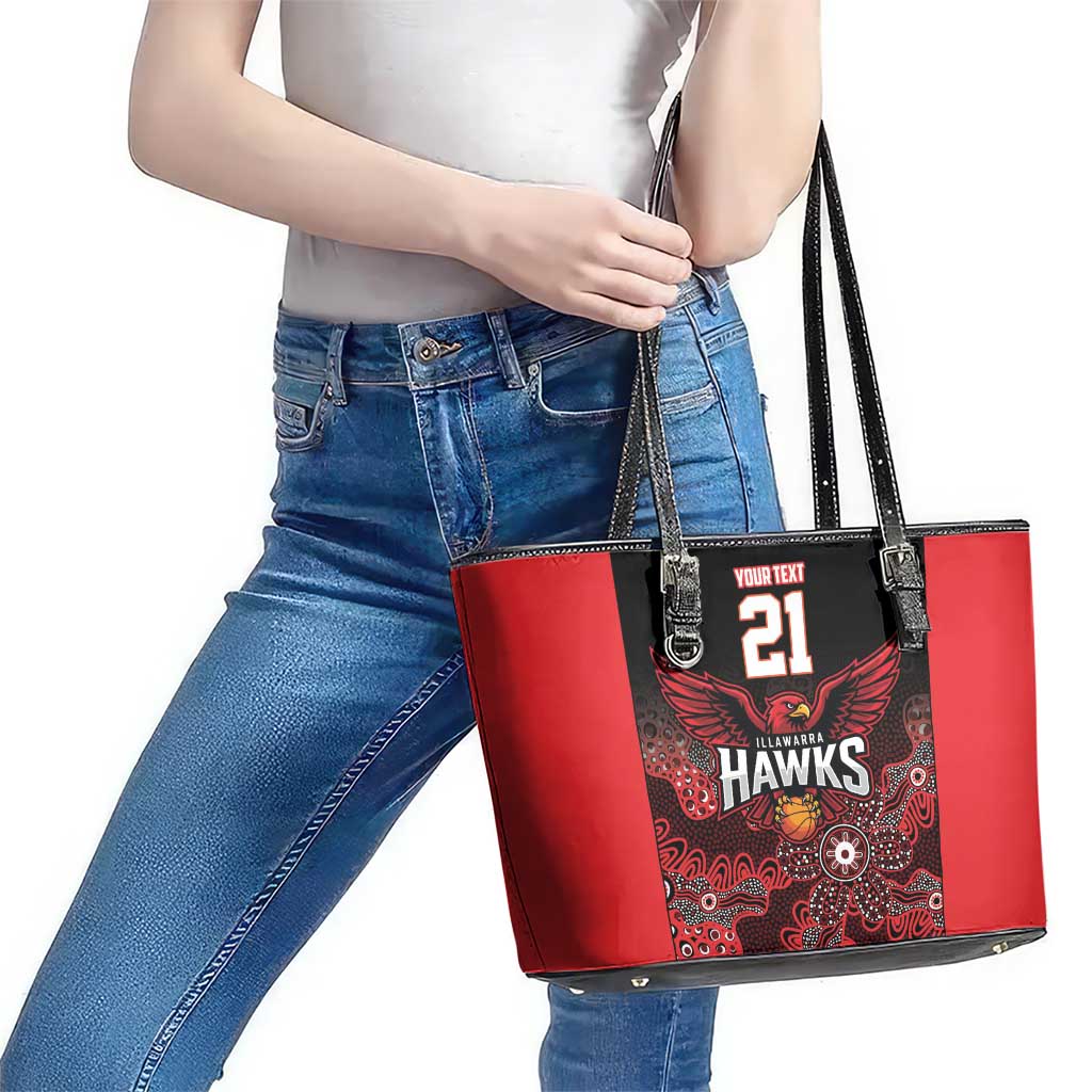 Basketball Custom Illawarra Leather Tote Bag Simple Australian Dot Art - Aussie Hoodie