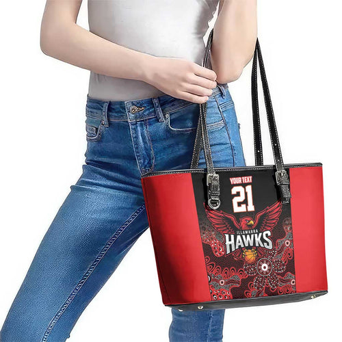 Basketball Custom Illawarra Leather Tote Bag Simple Australian Dot Art - Aussie Hoodie