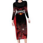 Basketball Custom Illawarra Long Sleeve Bodycon Dress Simple Australian Dot Art - Aussie Hoodie