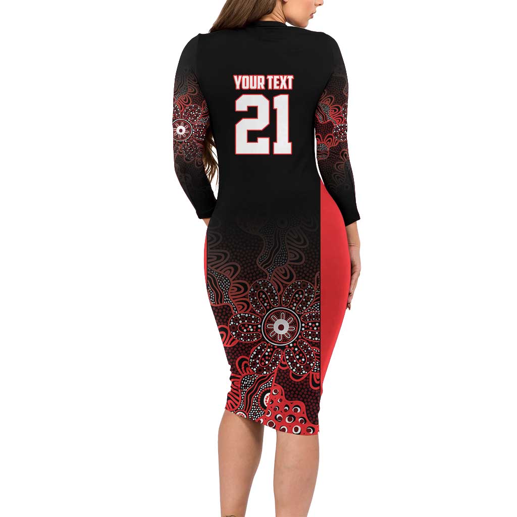 Basketball Custom Illawarra Long Sleeve Bodycon Dress Simple Australian Dot Art - Aussie Hoodie