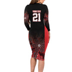 Basketball Custom Illawarra Long Sleeve Bodycon Dress Simple Australian Dot Art - Aussie Hoodie