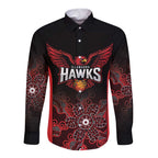 Basketball Custom Illawarra Long Sleeve Button Shirt Simple Australian Dot Art - Aussie Hoodie