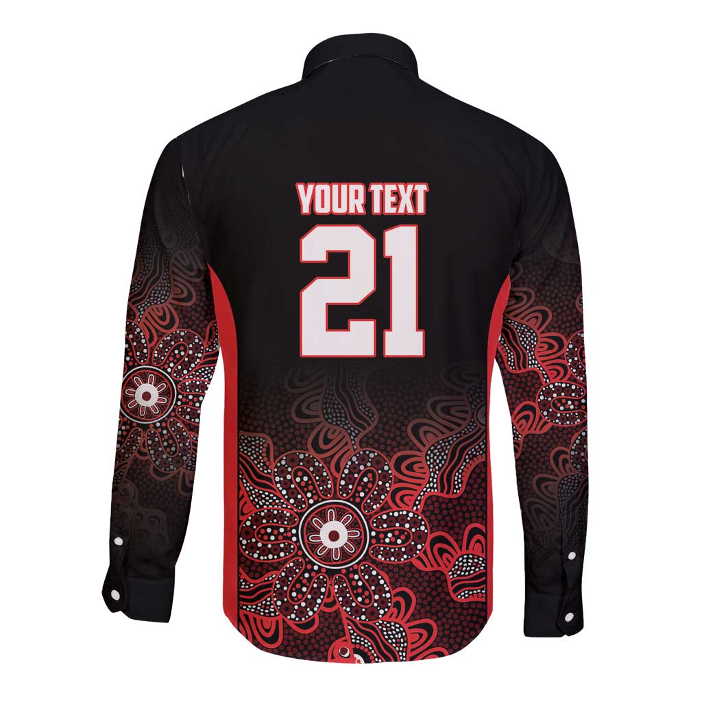 Basketball Custom Illawarra Long Sleeve Button Shirt Simple Australian Dot Art - Aussie Hoodie