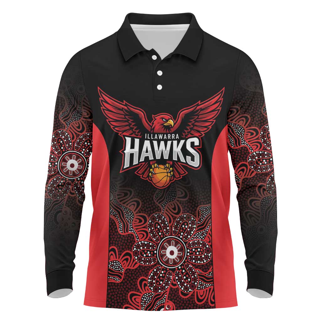 Basketball Custom Illawarra Long Sleeve Polo Shirt Simple Australian Dot Art - Aussie Hoodie