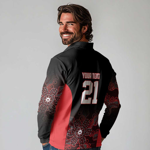 Basketball Custom Illawarra Long Sleeve Polo Shirt Simple Australian Dot Art - Aussie Hoodie