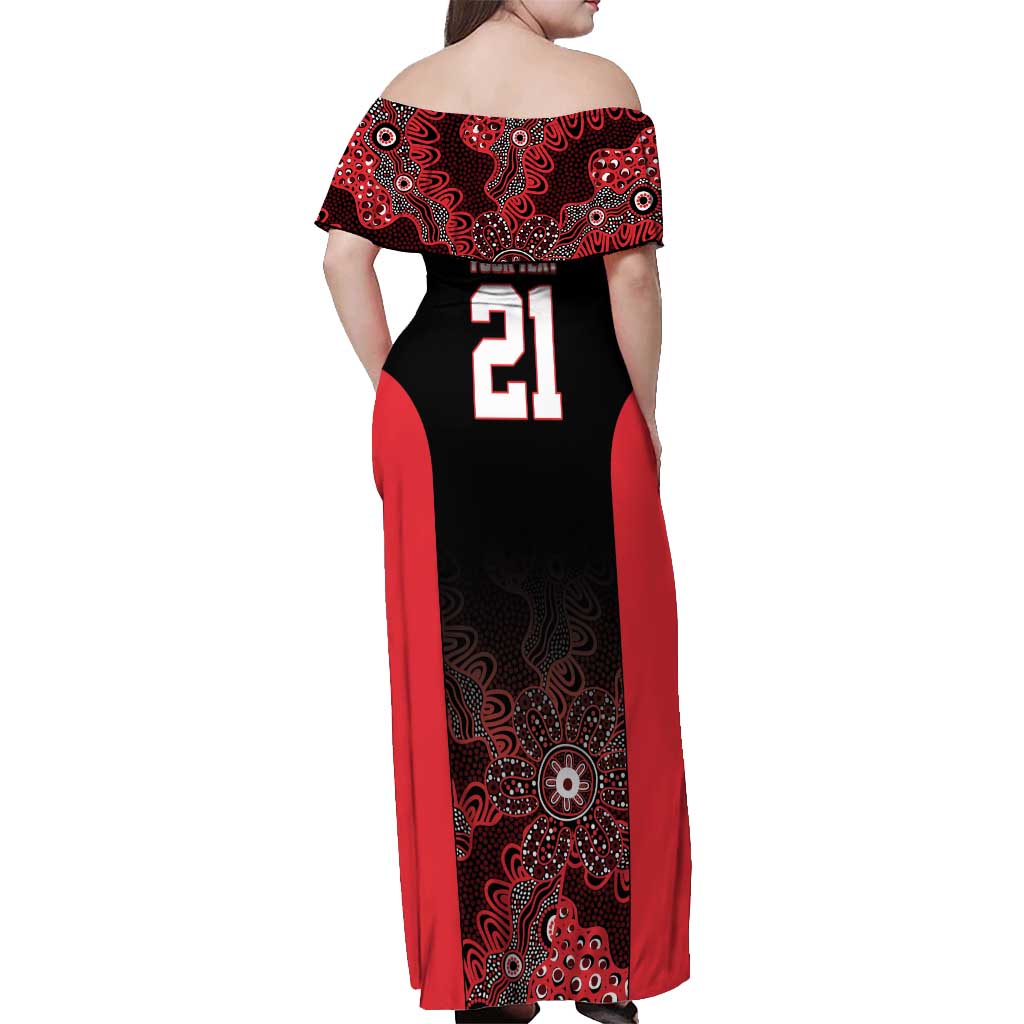 Basketball Custom Illawarra Off Shoulder Maxi Dress Simple Australian Dot Art - Aussie Hoodie