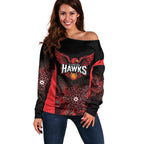 Basketball Custom Illawarra Off Shoulder Sweater Simple Australian Dot Art - Aussie Hoodie