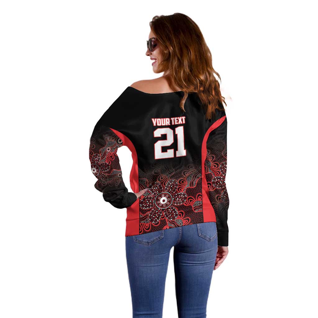 Basketball Custom Illawarra Off Shoulder Sweater Simple Australian Dot Art - Aussie Hoodie