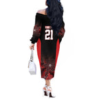 Basketball Custom Illawarra Off The Shoulder Long Sleeve Dress Simple Australian Dot Art - Aussie Hoodie