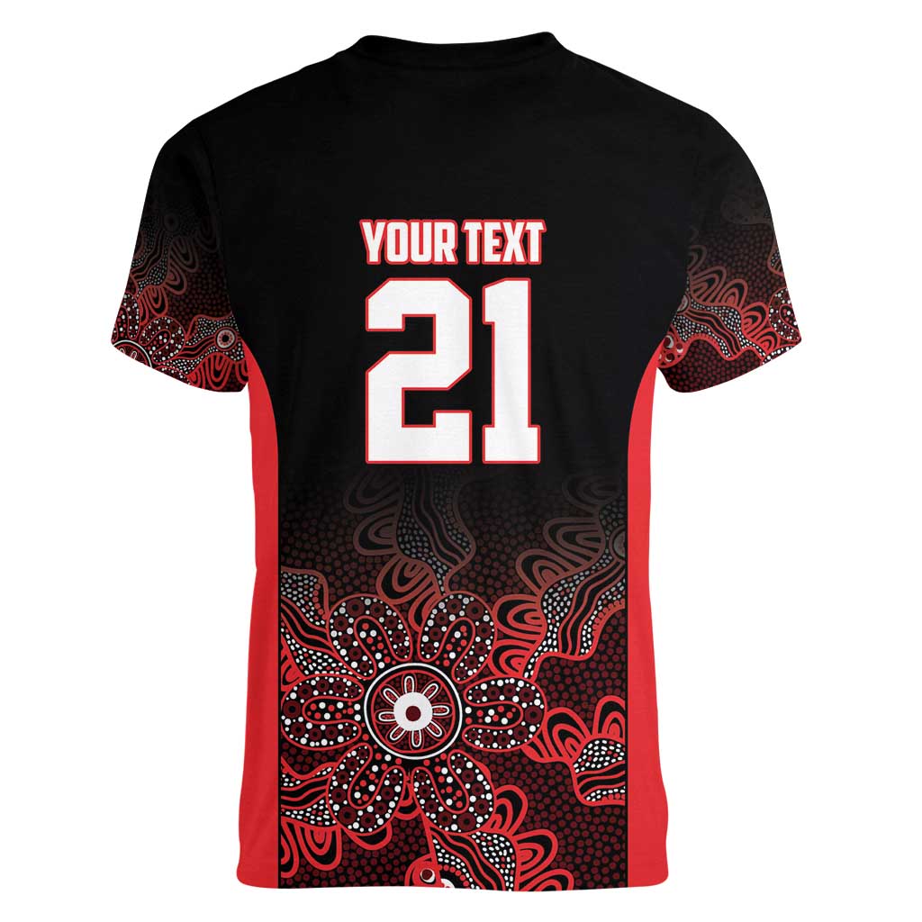 Basketball Custom Illawarra Women V-Neck T-Shirt Simple Australian Dot Art - Aussie Hoodie