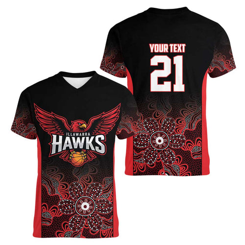 Basketball Custom Illawarra Women V-Neck T-Shirt Simple Australian Dot Art - Aussie Hoodie