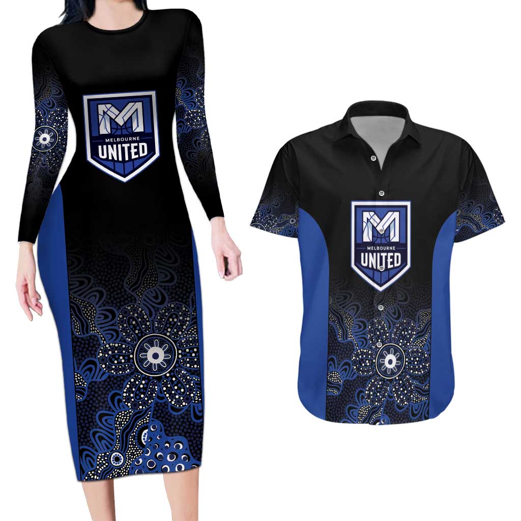 Basketball Custom Melbourne Couples Matching Long Sleeve Bodycon Dress and Hawaiian Shirt Simple Australian Dot Art - Aussie Hoodie