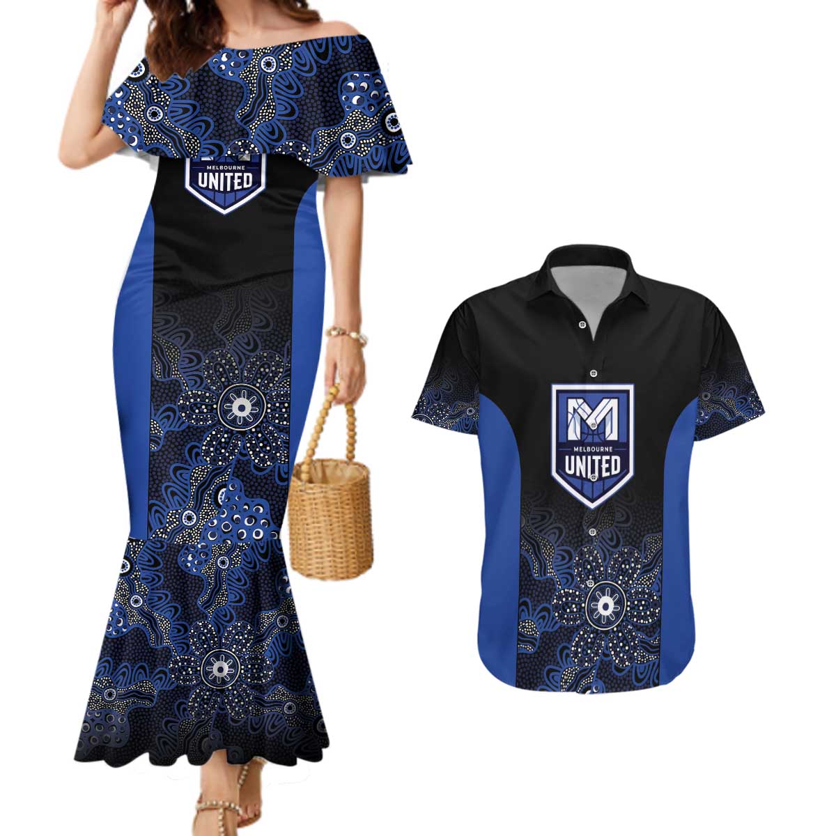 Basketball Custom Melbourne Couples Matching Mermaid Dress and Hawaiian Shirt Simple Australian Dot Art - Aussie Hoodie