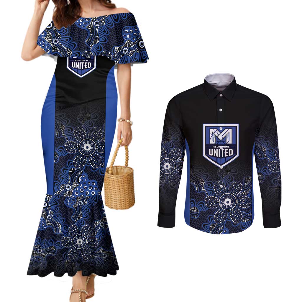 Basketball Custom Melbourne Couples Matching Mermaid Dress and Long Sleeve Button Shirt Simple Australian Dot Art - Aussie Hoodie