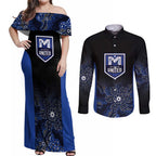 Basketball Custom Melbourne Couples Matching Off Shoulder Maxi Dress and Long Sleeve Button Shirt Simple Australian Dot Art - Aussie Hoodie