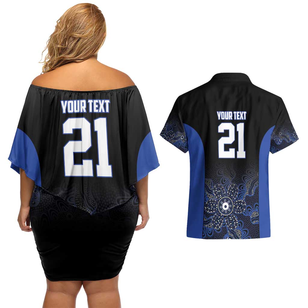 Basketball Custom Melbourne Couples Matching Off Shoulder Short Dress and Hawaiian Shirt Simple Australian Dot Art - Aussie Hoodie
