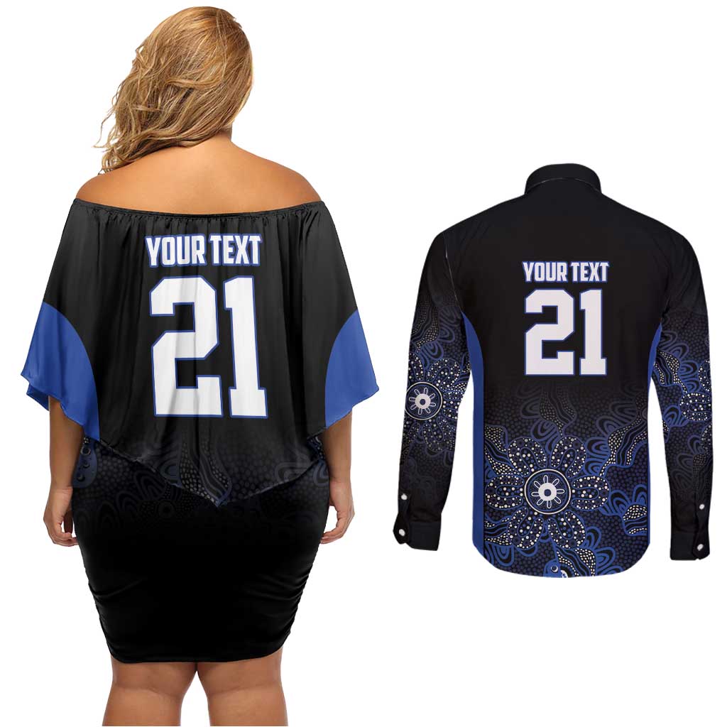 Basketball Custom Melbourne Couples Matching Off Shoulder Short Dress and Long Sleeve Button Shirt Simple Australian Dot Art - Aussie Hoodie