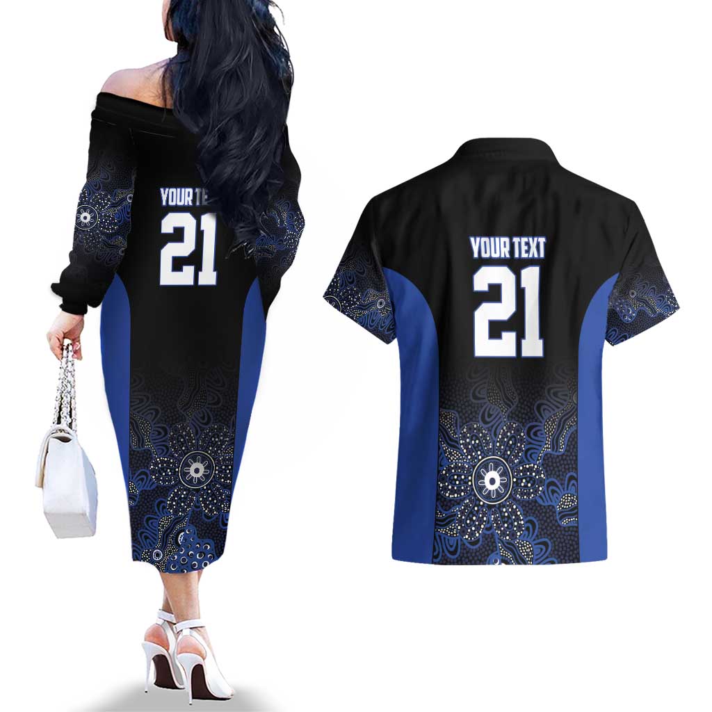 Basketball Custom Melbourne Couples Matching Off The Shoulder Long Sleeve Dress and Hawaiian Shirt Simple Australian Dot Art - Aussie Hoodie