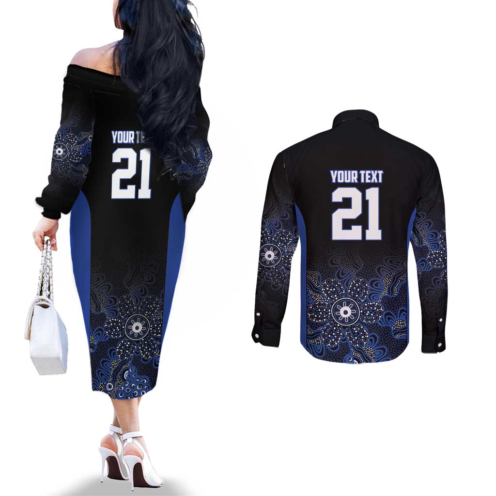 Basketball Custom Melbourne Couples Matching Off The Shoulder Long Sleeve Dress and Long Sleeve Button Shirt Simple Australian Dot Art - Aussie Hoodie
