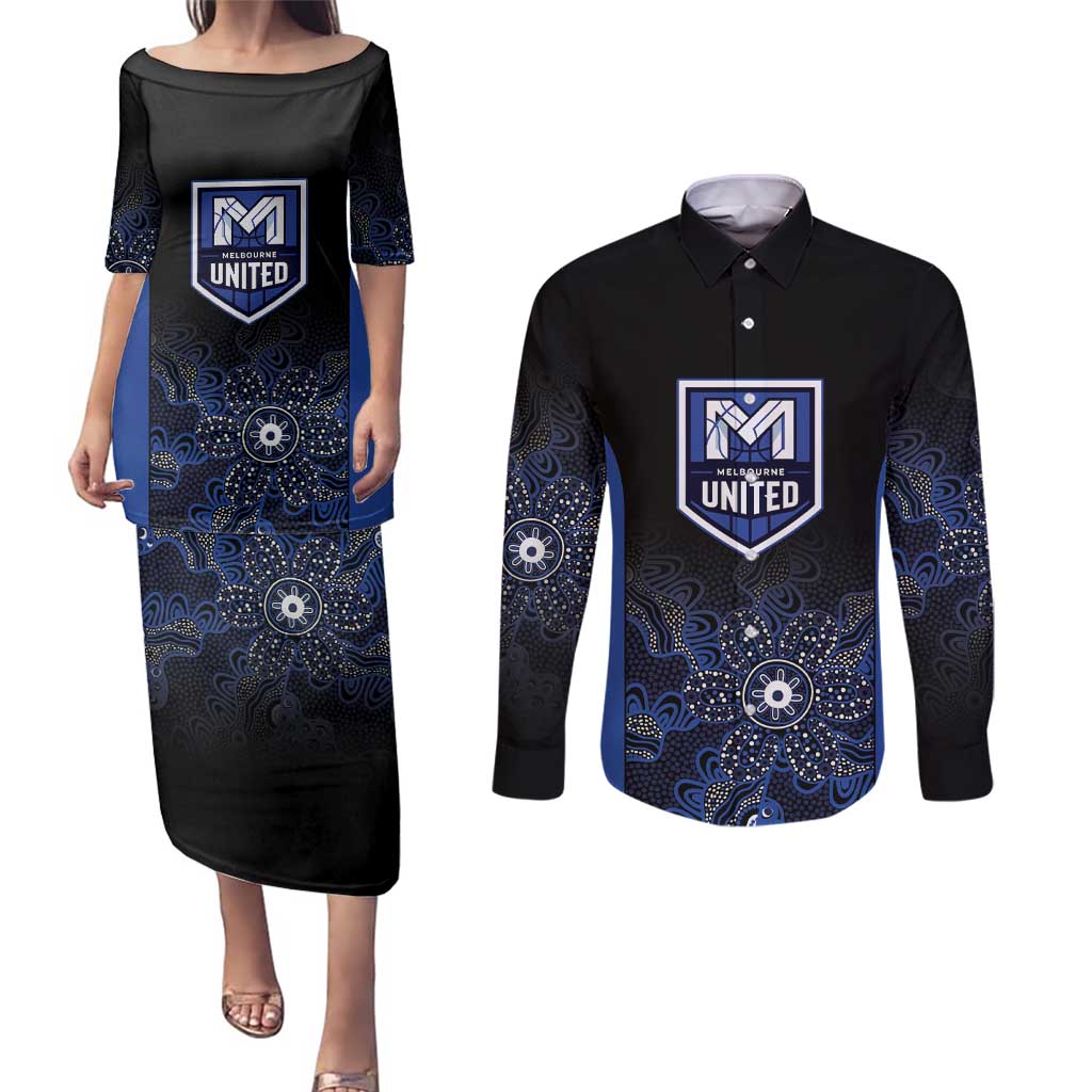 Basketball Custom Melbourne Couples Matching Puletasi and Long Sleeve Button Shirt Simple Australian Dot Art - Aussie Hoodie