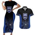 Basketball Custom Melbourne Couples Matching Short Sleeve Bodycon Dress and Hawaiian Shirt Simple Australian Dot Art - Aussie Hoodie