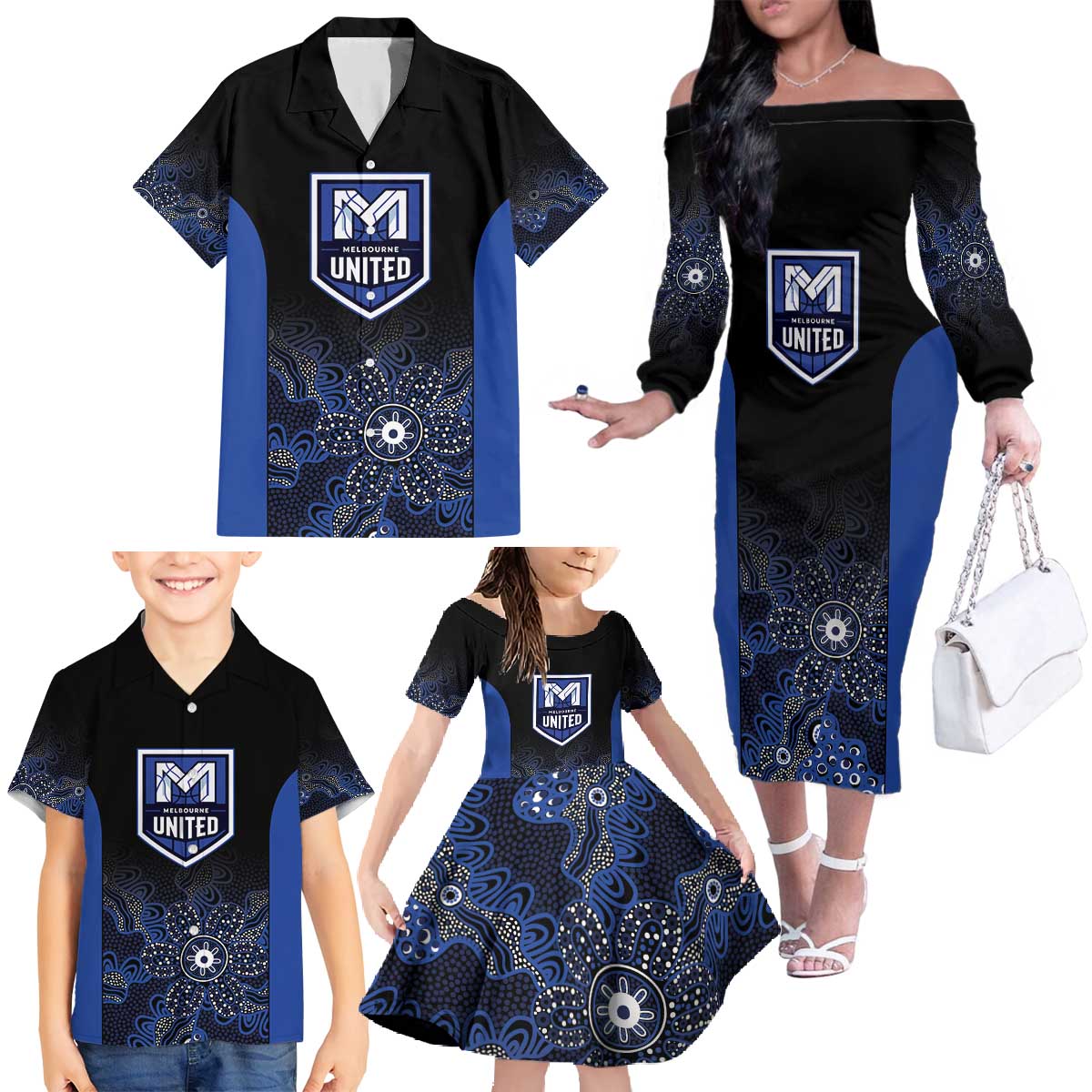 Basketball Custom Melbourne Family Matching Off The Shoulder Long Sleeve Dress and Hawaiian Shirt Simple Australian Dot Art - Aussie Hoodie