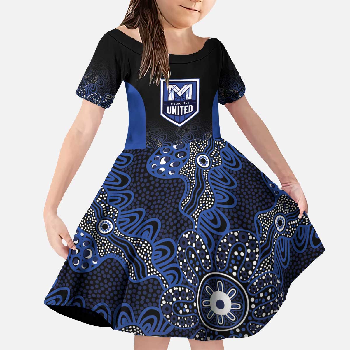 Basketball Custom Melbourne Family Matching Off The Shoulder Long Sleeve Dress and Hawaiian Shirt Simple Australian Dot Art - Aussie Hoodie