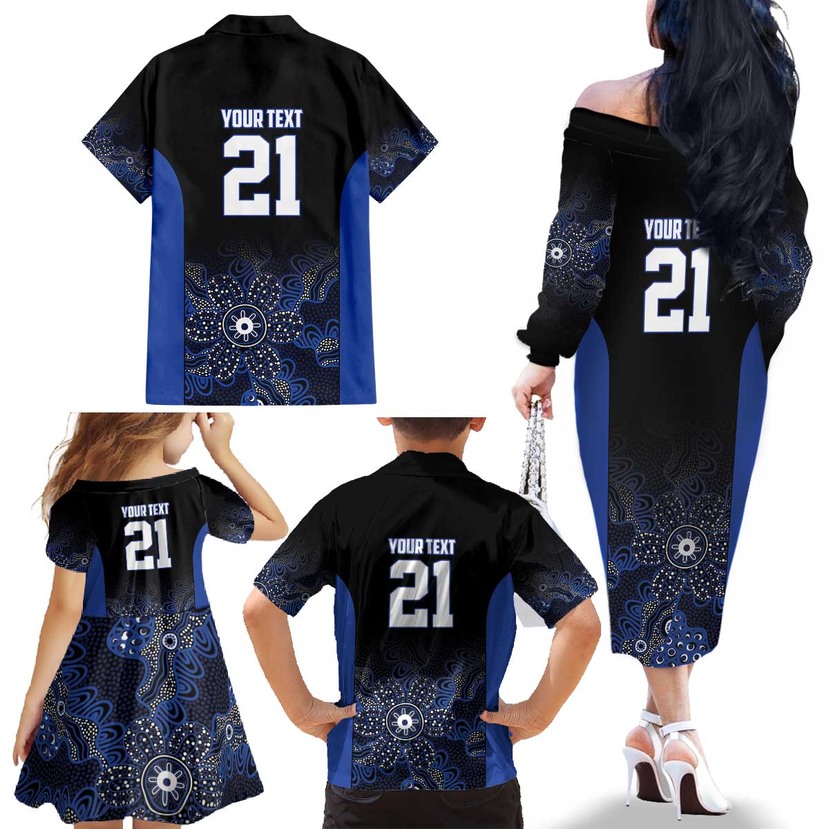 Basketball Custom Melbourne Family Matching Off The Shoulder Long Sleeve Dress and Hawaiian Shirt Simple Australian Dot Art - Aussie Hoodie
