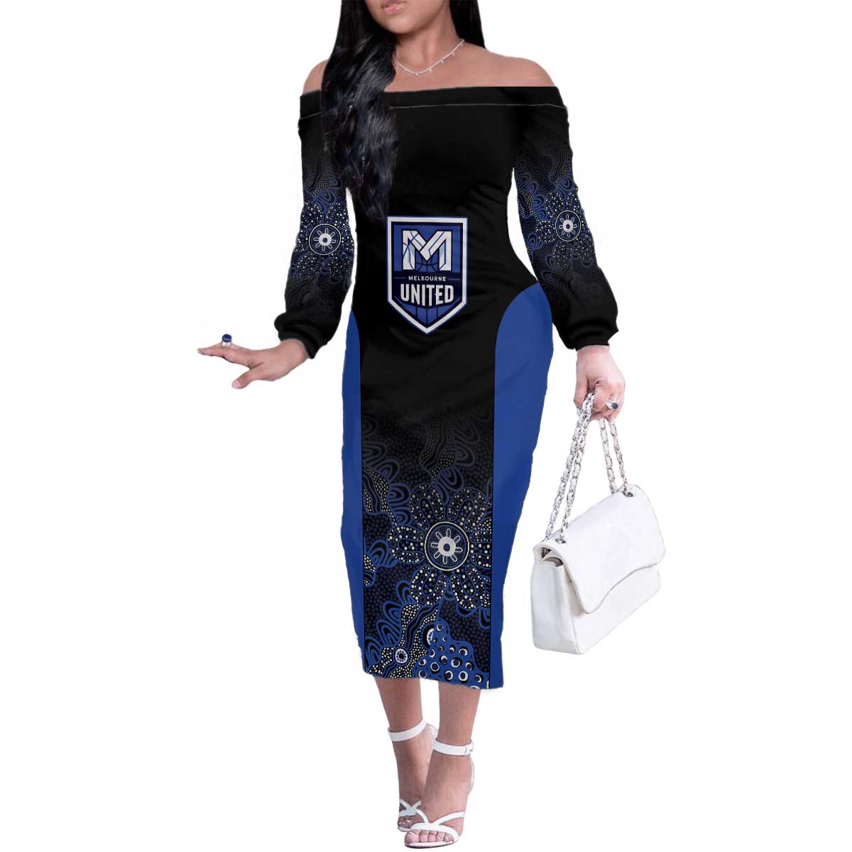 Basketball Custom Melbourne Family Matching Off The Shoulder Long Sleeve Dress and Hawaiian Shirt Simple Australian Dot Art - Aussie Hoodie