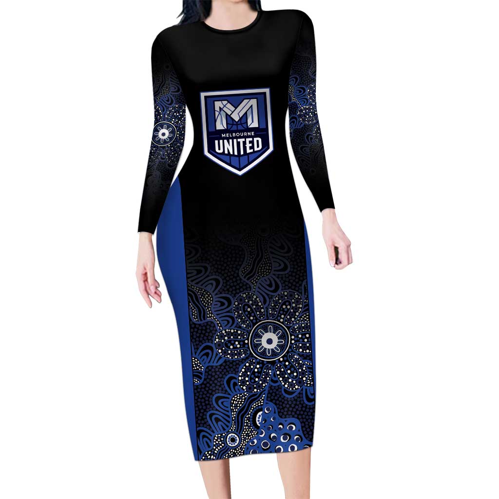 Basketball Custom Melbourne Long Sleeve Bodycon Dress Simple Australian Dot Art - Aussie Hoodie