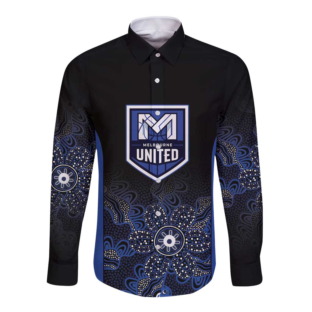 Basketball Custom Melbourne Long Sleeve Button Shirt Simple Australian Dot Art - Aussie Hoodie