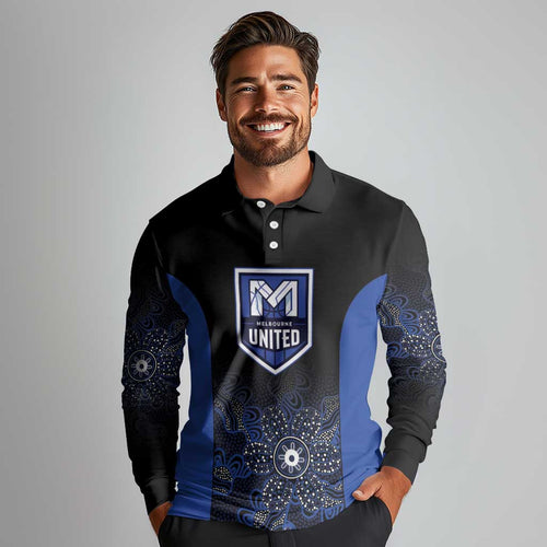 Basketball Custom Melbourne Long Sleeve Polo Shirt Simple Australian Dot Art - Aussie Hoodie