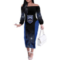 Basketball Custom Melbourne Off The Shoulder Long Sleeve Dress Simple Australian Dot Art - Aussie Hoodie