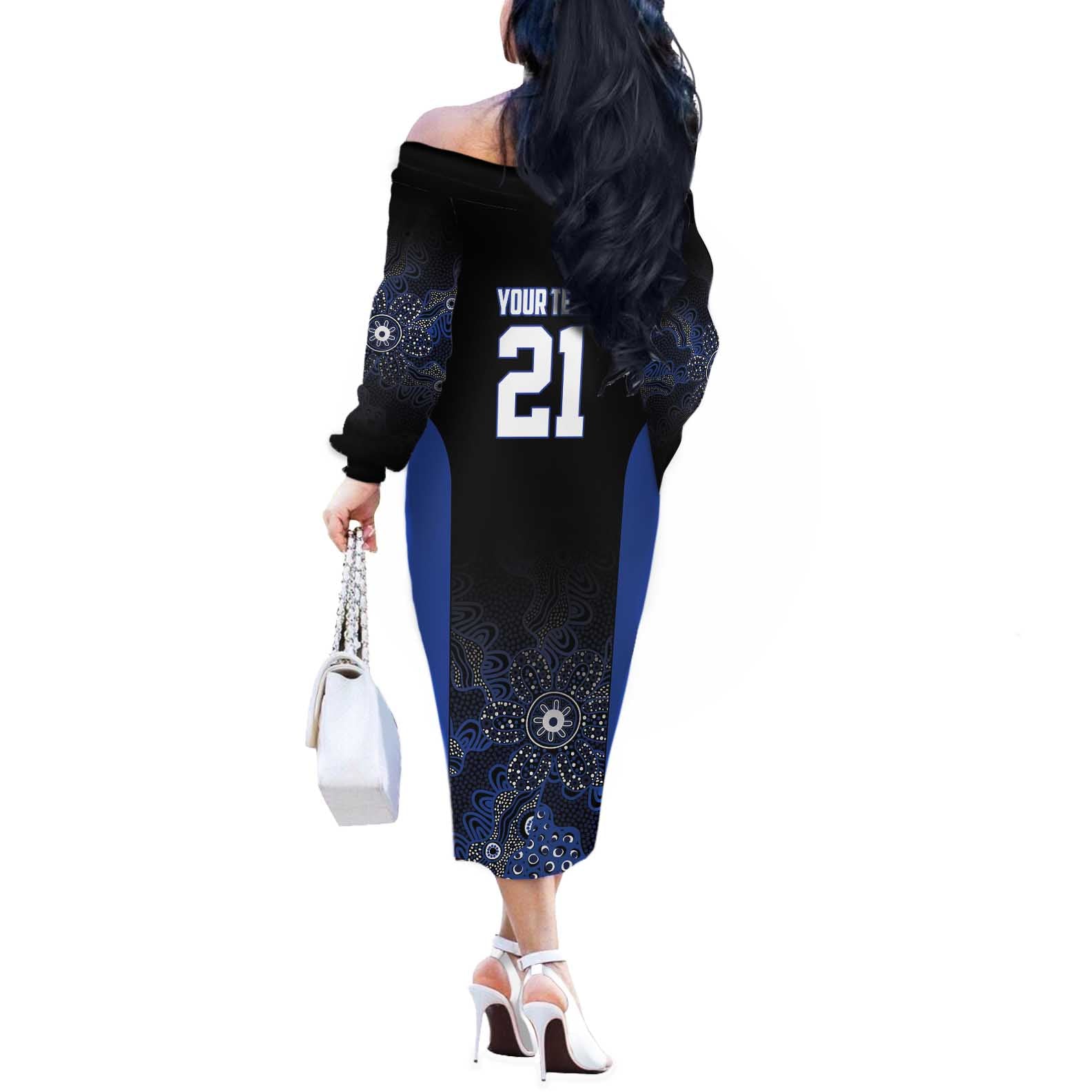 Basketball Custom Melbourne Off The Shoulder Long Sleeve Dress Simple Australian Dot Art - Aussie Hoodie