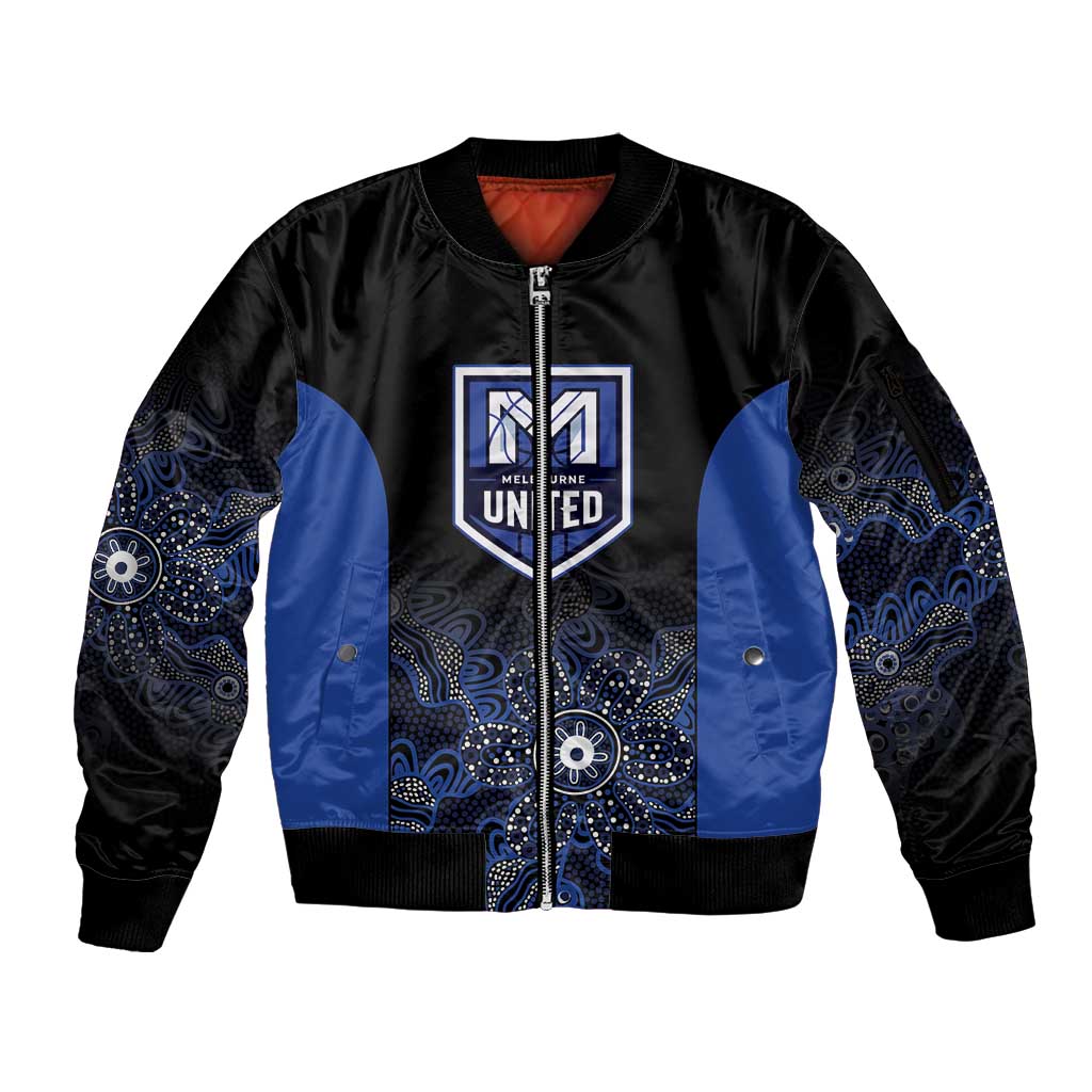 Basketball Custom Melbourne Sleeve Zip Bomber Jacket Simple Australian Dot Art - Aussie Hoodie