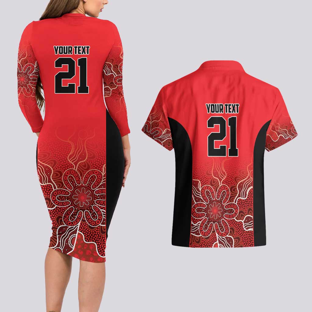 Basketball Custom Perth Couples Matching Long Sleeve Bodycon Dress and Hawaiian Shirt Simple Australian Dot Art - Aussie Hoodie