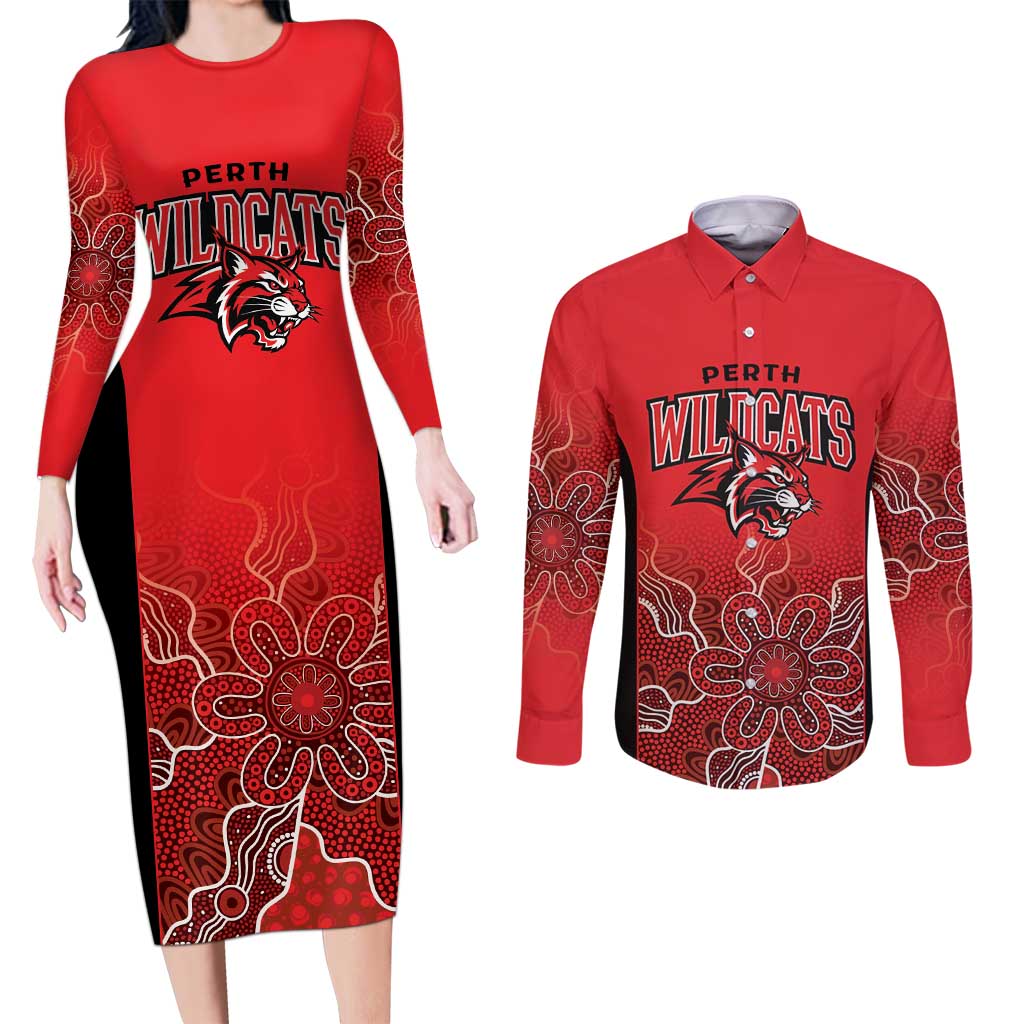 Basketball Custom Perth Couples Matching Long Sleeve Bodycon Dress and Long Sleeve Button Shirt Simple Australian Dot Art - Aussie Hoodie