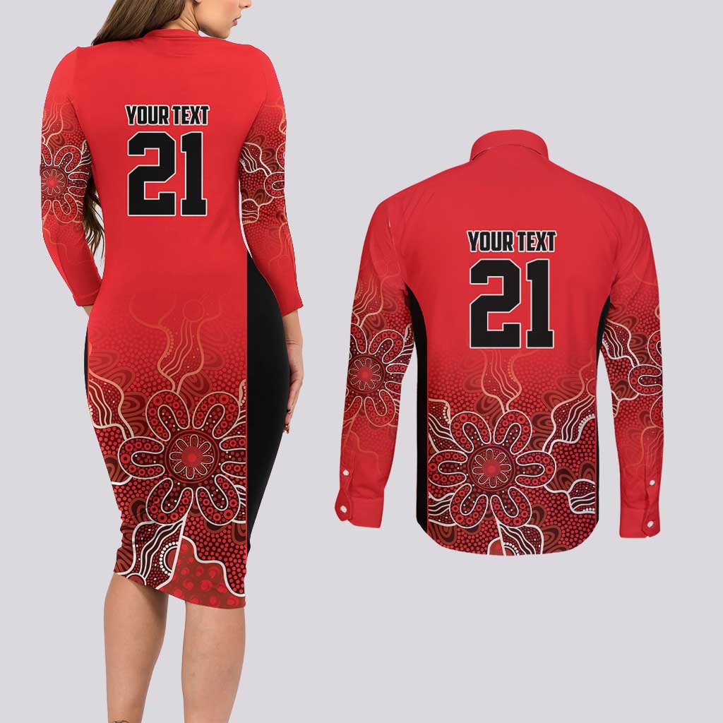 Basketball Custom Perth Couples Matching Long Sleeve Bodycon Dress and Long Sleeve Button Shirt Simple Australian Dot Art - Aussie Hoodie