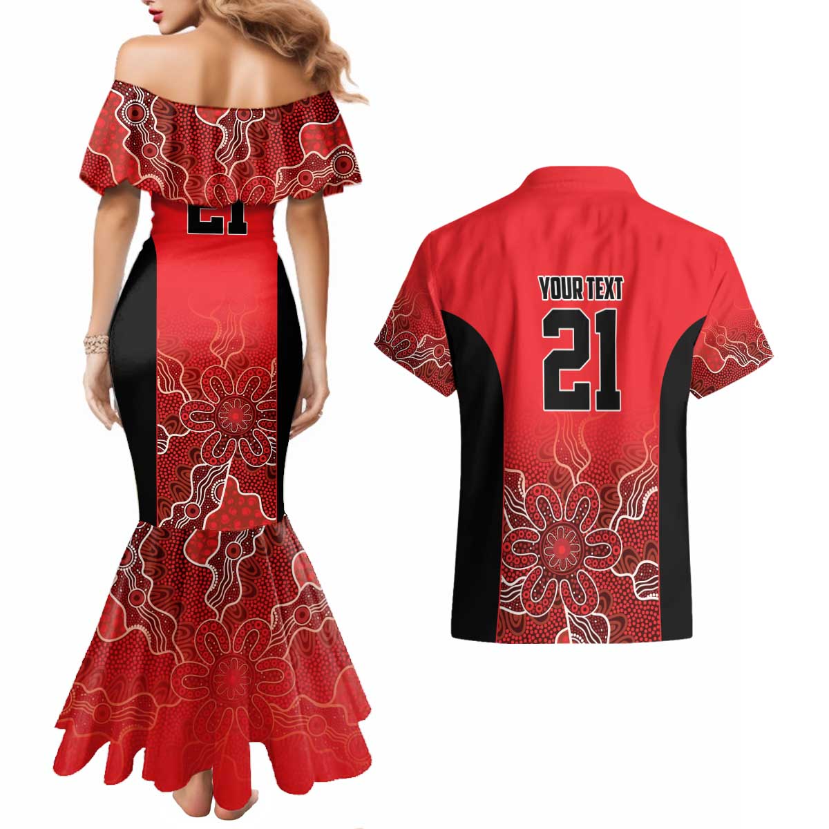 Basketball Custom Perth Couples Matching Mermaid Dress and Hawaiian Shirt Simple Australian Dot Art - Aussie Hoodie